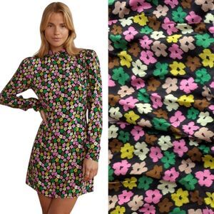 NWT Kitri Danica Multi Blurred Floral Dress M Long Sleeves